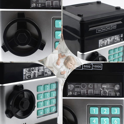 Electronic Password Code Piggy Bank for Kids - ATM Style Coin Bank for Boys and Girls (Black)