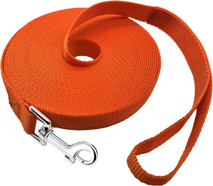 Long Dog Leash for Obedience and Recall Training - Available in 15FT, 20FT, 30FT, 40FT, and 50FT for Small to Medium Dogs - Ideal for Camping, Training, Play, and Backyard Use (20FT, Orange)