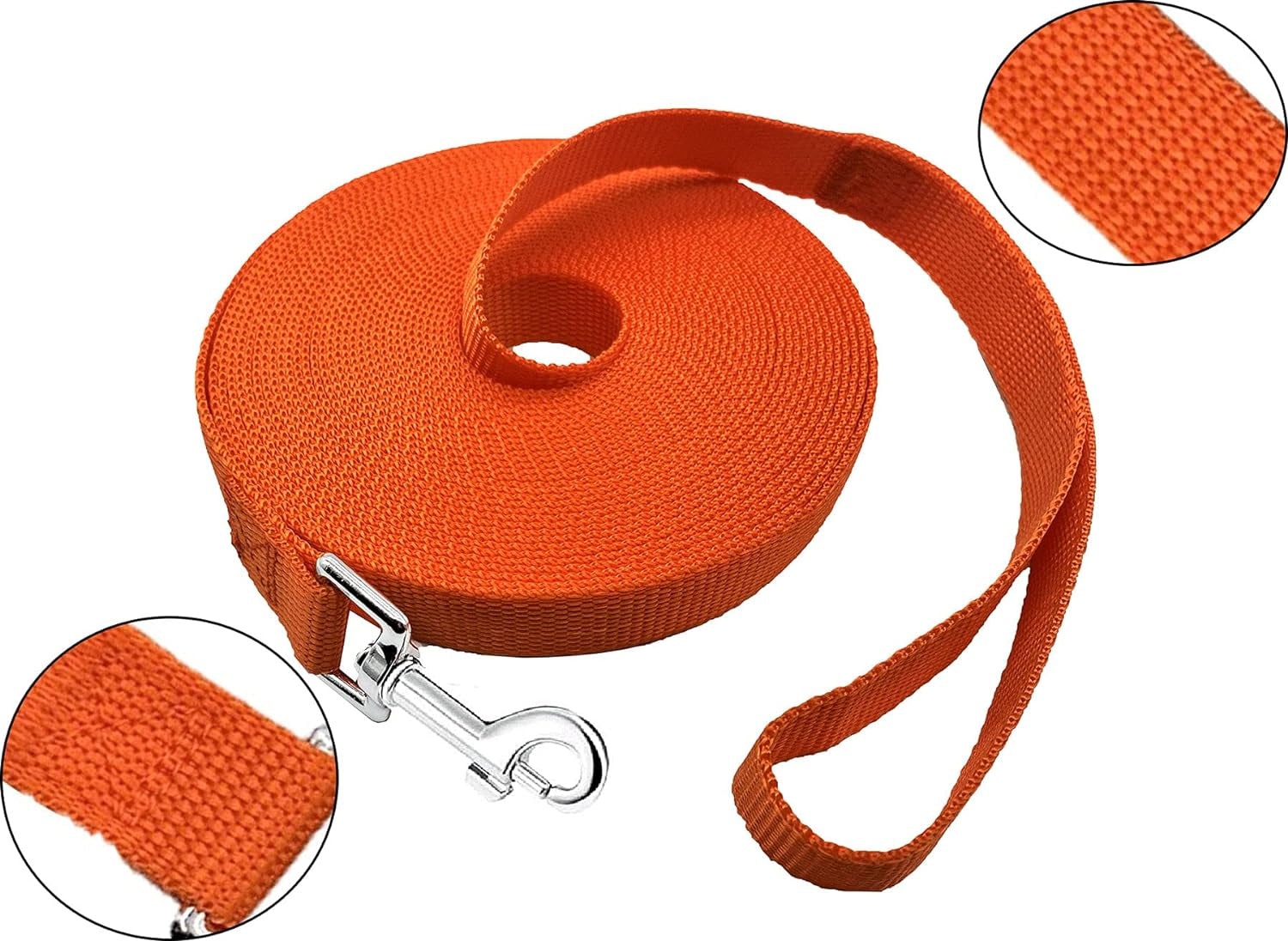 Long Dog Leash for Obedience and Recall Training - Available in 15FT, 20FT, 30FT, 40FT, and 50FT for Small to Medium Dogs - Ideal for Camping, Training, Play, and Backyard Use (20FT, Orange)