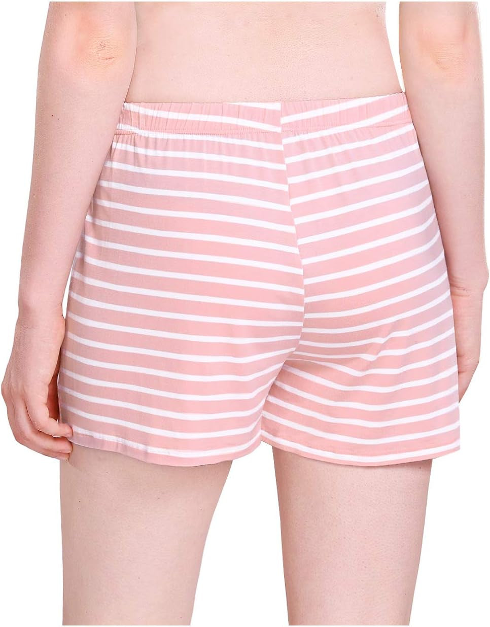 Women's Stretchy Pajama Shorts in Pink Stripe - Size L