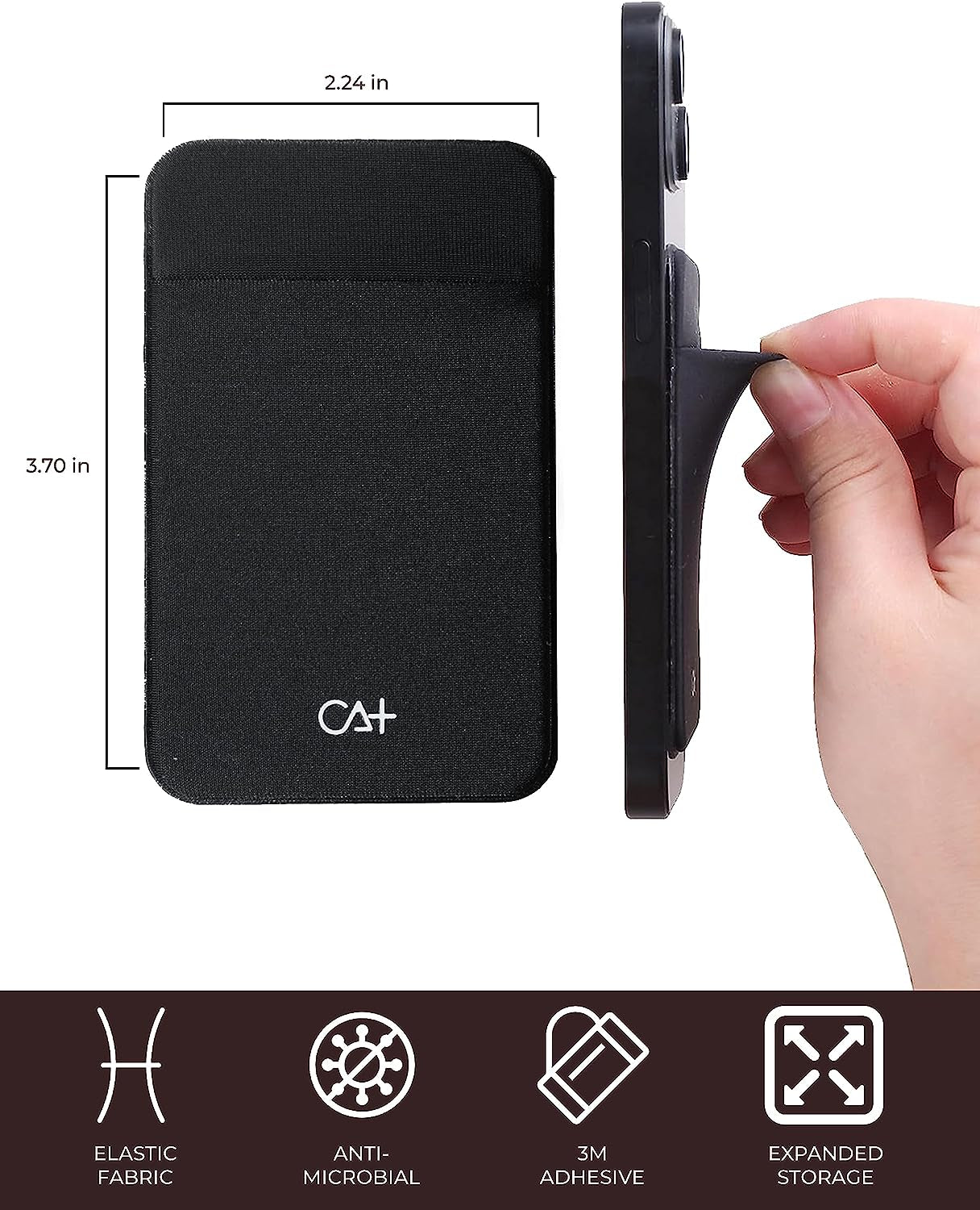 Adhesive Phone Wallet Card Holder - Durable Stick-On Sleeve for ID and Credit Cards (Black + Mint)